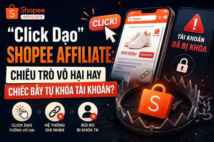"Click Dạo" Shopee Affiliate: Chiêu Trò Vô Hại Hay Chiếc Bẫy Tự Khóa Tài Khoản?