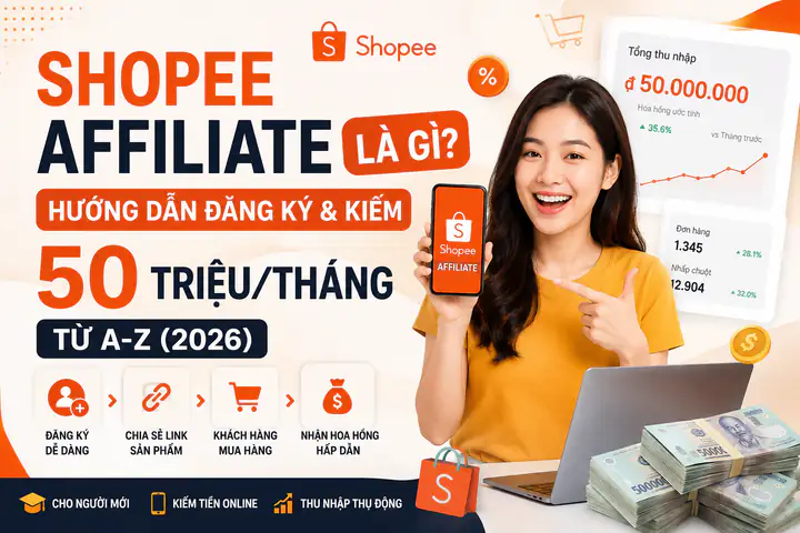 Shopee Affiliate Là Gì? Hướng Dẫn Đăng Ký & Kiếm 50 Triệu/Tháng Từ A-Z (2026)